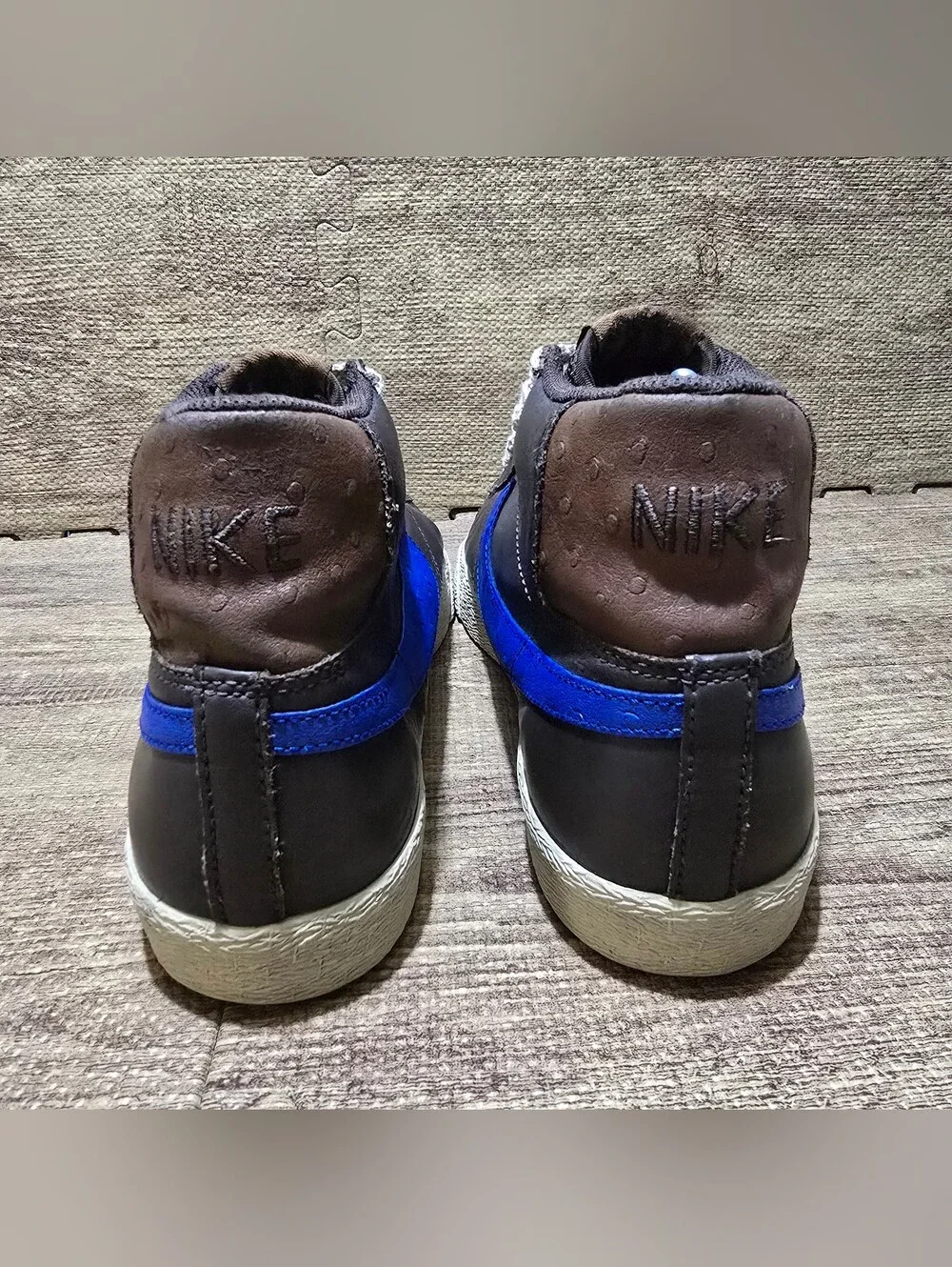 RARE Nike Blazer High Ostrich Brown Royal Blue Shoes Sz 11 315877-241 Mens